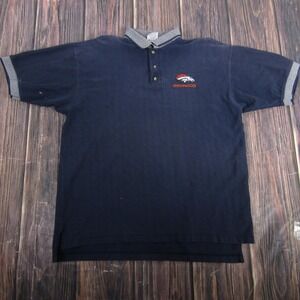 Vintage Denver Broncos Shirt Mens Large Blue NFL Football Polo Dynasty
